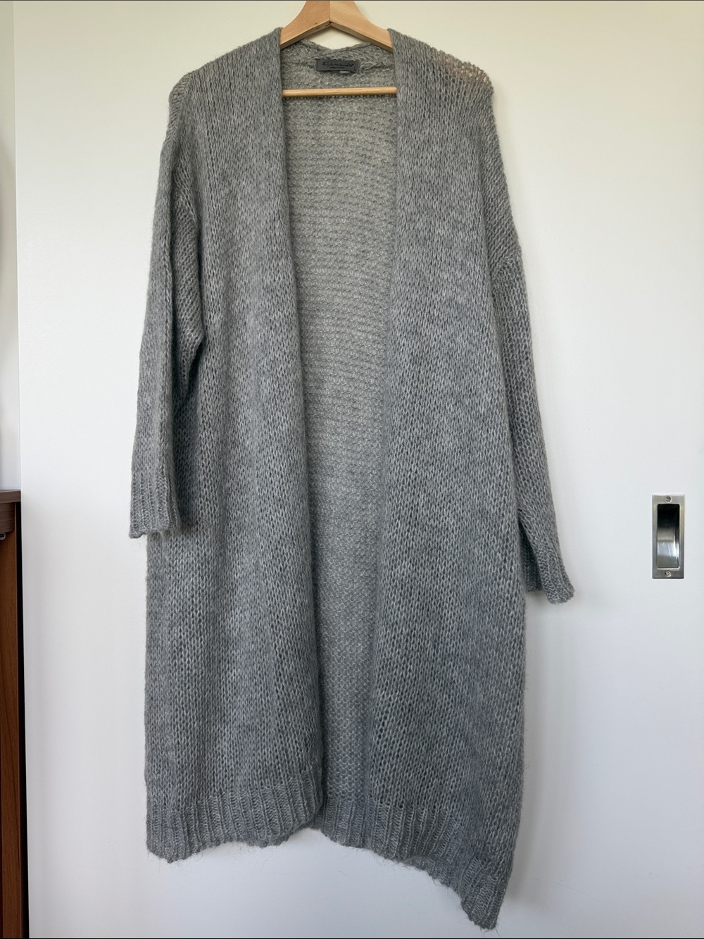Cozy Open-Front Long Grey Women's Sweater Cardigan
